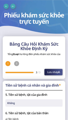 ĐIỀN PHIẾU KHÁM SỨC KHỎE TRỰC TUYẾN TRÊN ĐIỆN THOẠI